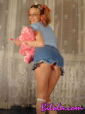 Nasty Whore Bilola Holds A Teddy Bear And Pretends To Be A Schoolgirl